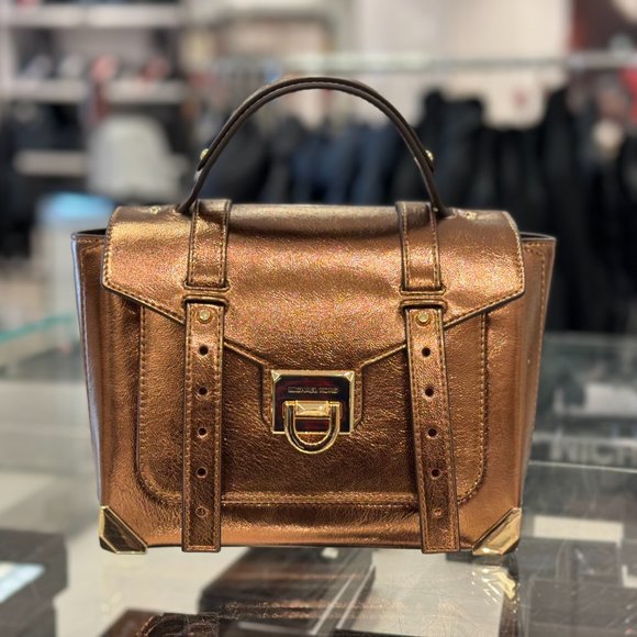 Michael Kors Manhattan Medium Satchel Shoulder Crossbody Bag + Wallet Mocha - Picture 2 of 14